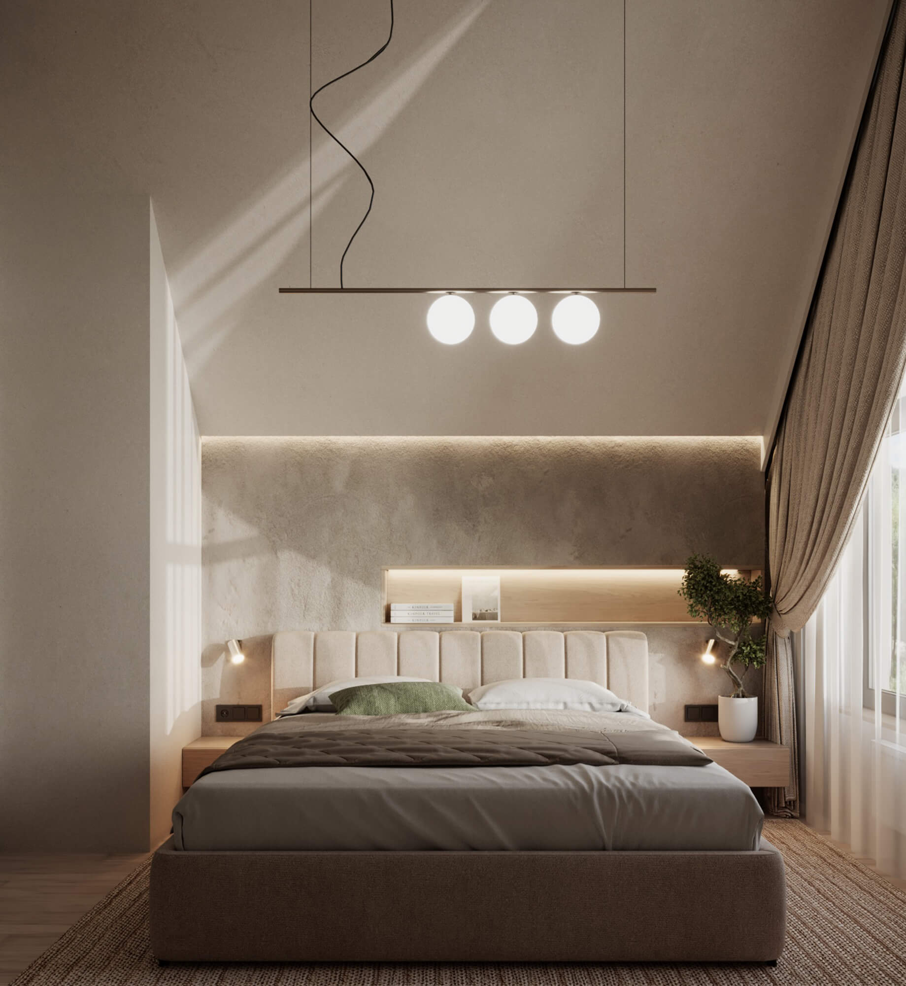 Спальня під мансардним дахом