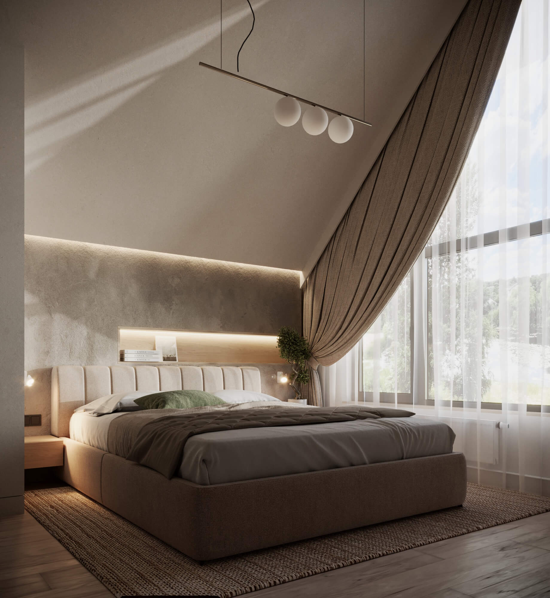 Спальня під мансардним дахом